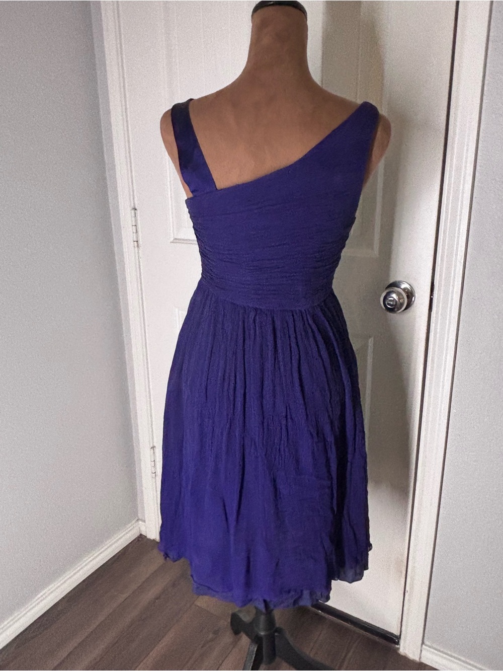 Maggy London Silk Purple One-Shoulder A-Line Women's Dress - Picture 5 of 6